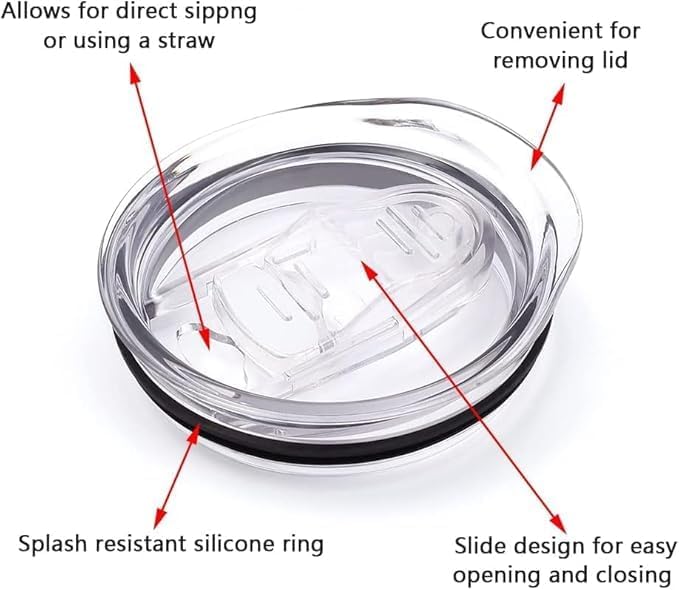 Engorgio 20oz Skinny Tumbler Replacement Lids 12pcs, 2.75in Cup Mouth Compatible with YETI Rambler and More Tumbler Cups，Spill Proof Splash Resistant Silicone Sliding Covers. - Image 2